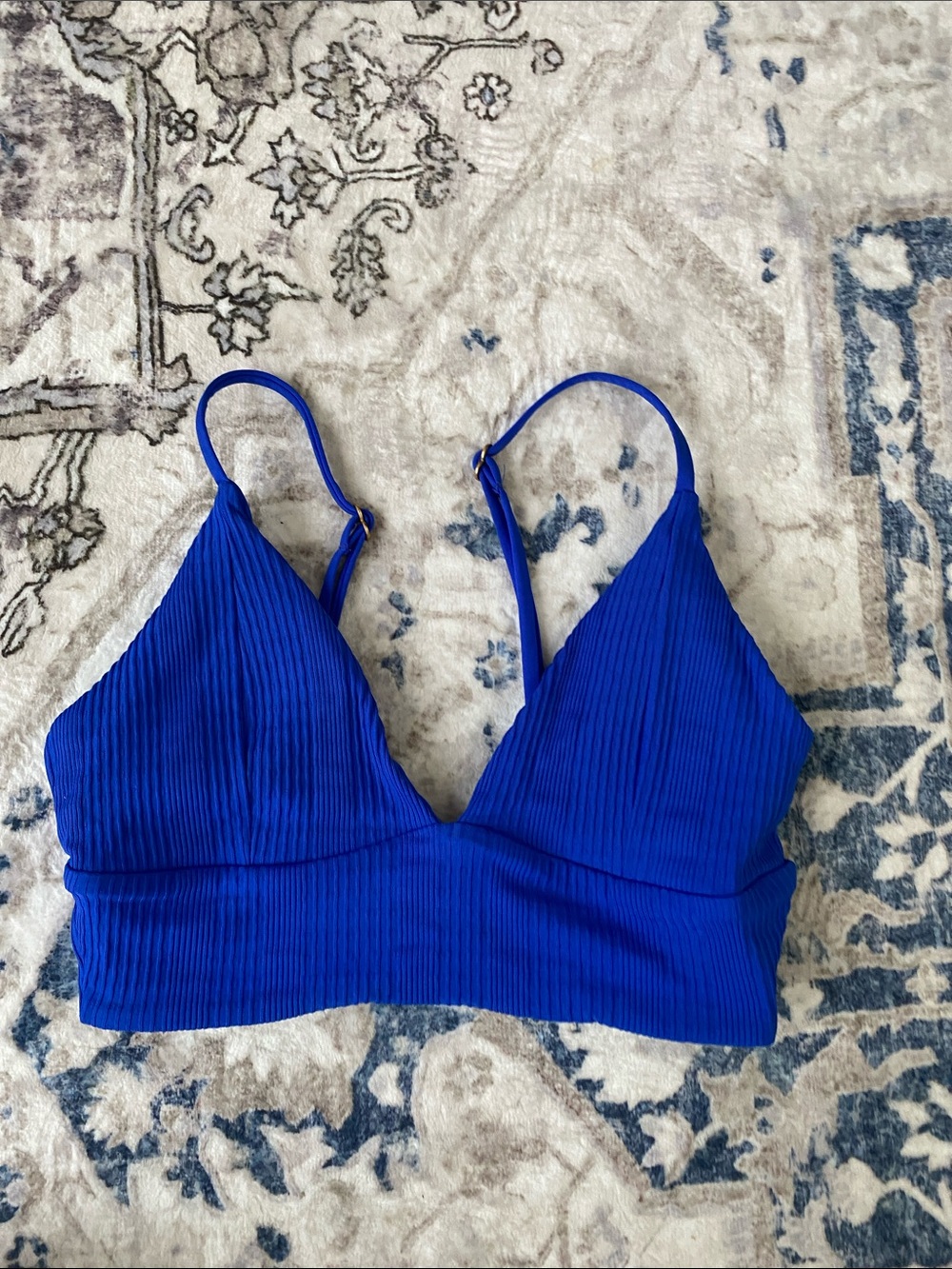 LSpace Ribbed Royal Blue V-Neck Bikini Top - Women Intimates